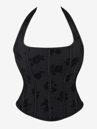 ビスチェトップコルセット ブラック エレガント バックレス ストリートウェア レースアップ ランジェリー