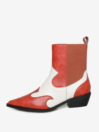 レディース アンクルブーツ ブラック カラーブロック チェルシーブーツ