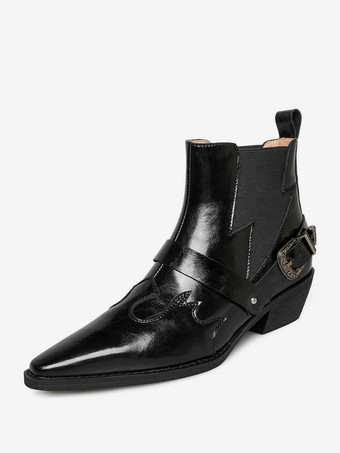 noir Bottines Chelsea pour femmes bottines plates marron à bout pointu et boucle