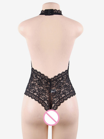 プラスサイズのテディ、ブラックレースのセクシーな女性用ランジェリー