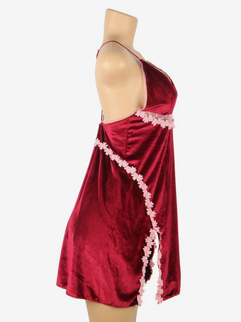 ベビードール シュミーズ シック バレンタイン ハイスリット ブルー プラスサイズ ランジェリー