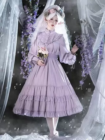 Gothic Lolita Dresses Ruffles Lace Up Purple Purple