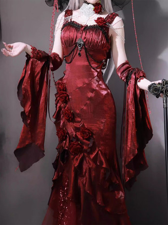ハロウィン ゴシックロリータドレス リボン フリル 赤 赤