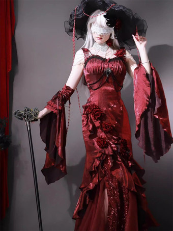 Gothic Lolita Kleider Schleifen Rüschen Rot Romantik Gothic Lolita