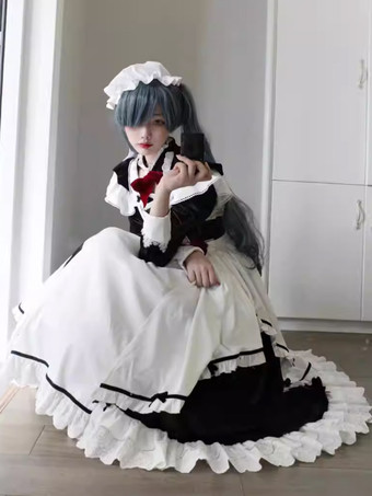 ゴシック ロリータ ドレス フリル リボン ブラック ブラック