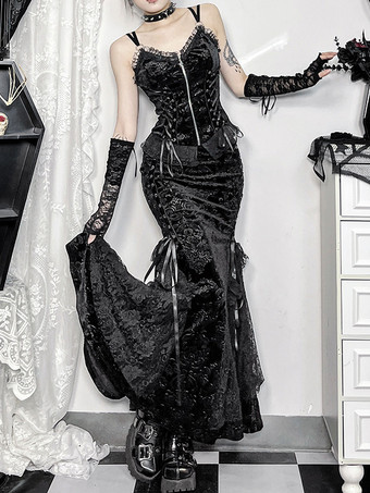 Faldas lolita negras con encaje y jacquard de estilo gótico lolita SK