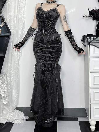 Faldas lolita negras con encaje y jacquard de estilo gótico lolita SK