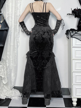 Faldas lolita negras con encaje y jacquard de estilo gótico lolita SK