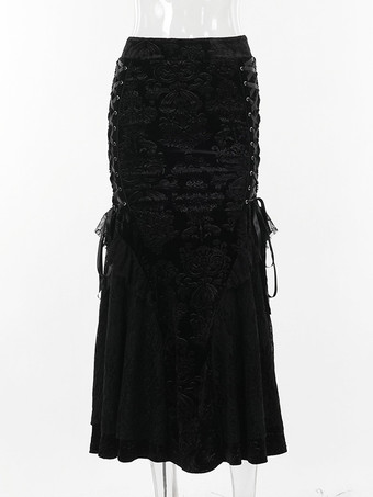 Faldas lolita negras con encaje y jacquard de estilo gótico lolita SK