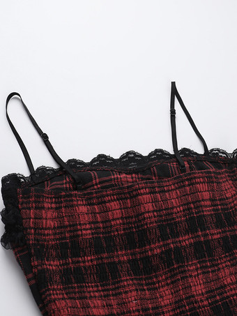 Abiti Gothic Lolita Pizzo Scozzese Rosso Rosso