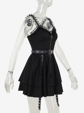 Robe gothique Lolita   Cosplay longueur genou à volants en dentelle gothique Lolita