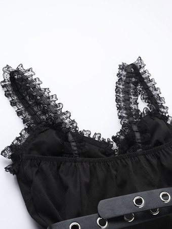 Robe gothique Lolita   Cosplay longueur genou à volants en dentelle gothique Lolita