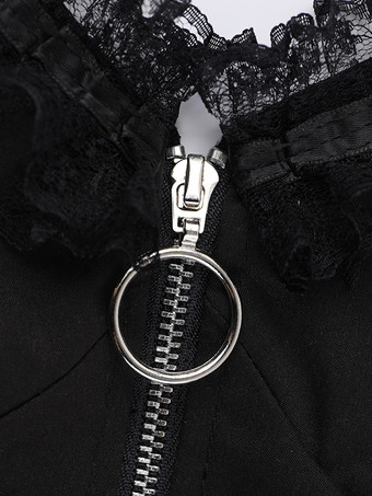 Robe gothique Lolita   Cosplay longueur genou à volants en dentelle gothique Lolita