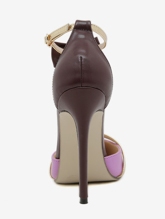 レディースヒールサンダル ポインテッドトゥ スティレットヒール PUレザーサンダル