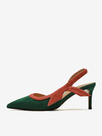 レディースヒールサンダル ポインテッドトゥサンダル スティレットヒール テキスタイル