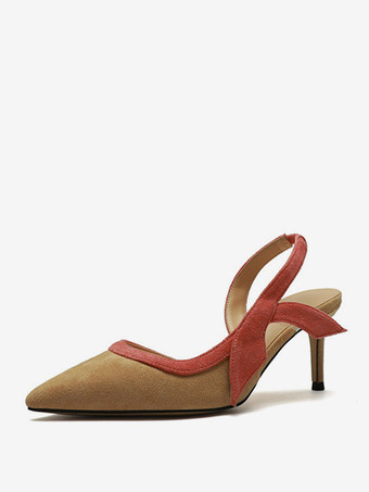 レディースヒールサンダル ポインテッドトゥサンダル スティレットヒール テキスタイル