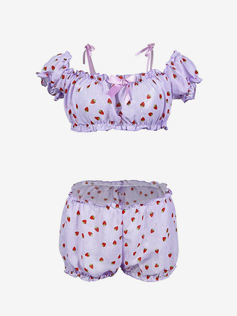 パジャマセット ラベンダーチュールリボン 室内用ランジェリー