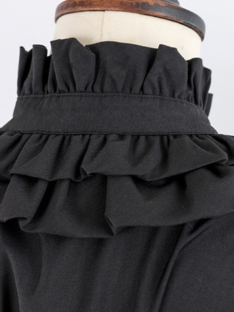 ゴシックロリータブラウス フリル リボン ロリータトップス 長袖 グレーロリータシャツ