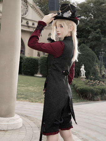 ゴシックロリータブラウス フリル リボン ロリータトップス 長袖 グレーロリータシャツ