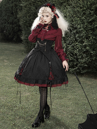 Gothic Lolita Blouses Ruffles Bows Lolita Top Long Sleeves Gray Lolita Shirt
