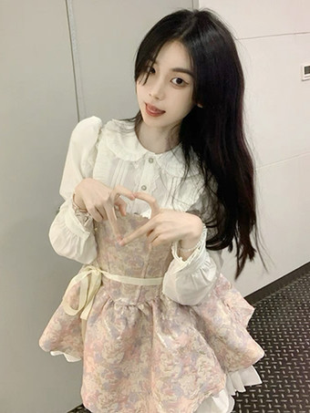 Sweet Lolita Dress Polyester Sleeveless Ruffles Sweet Lolita Dress