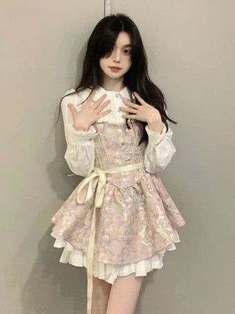 Sweet Lolita Dress Polyester Sleeveless Ruffles Sweet Lolita Dress