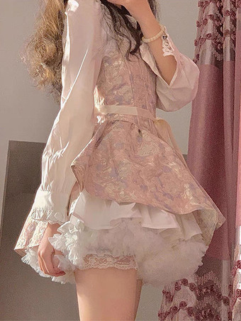 Sweet Lolita Dress Polyester Sleeveless Ruffles Sweet Lolita Dress