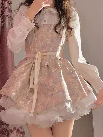Sweet Lolita Dress Polyester Sleeveless Ruffles Sweet Lolita Dress