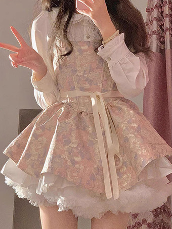 Sweet Lolita Dress Polyester Sleeveless Ruffles Sweet Lolita Dress