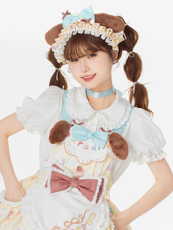 Robe Lolita douce en polyester à manches courtes Robe Lolita douce de conte de fées