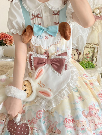 Robe Lolita douce en polyester à manches courtes Robe Lolita douce de conte de fées