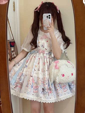 スイートロリータドレス ポリエステル ノースリーブ スイートジャンパー ロリータドレス