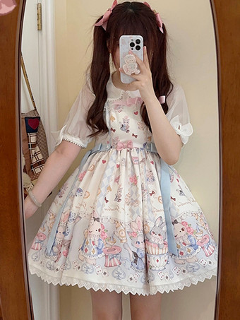 スイートロリータドレス ポリエステル ノースリーブ スイートジャンパー ロリータドレス