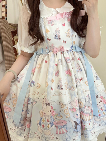 スイートロリータドレス ポリエステル ノースリーブ スイートジャンパー ロリータドレス