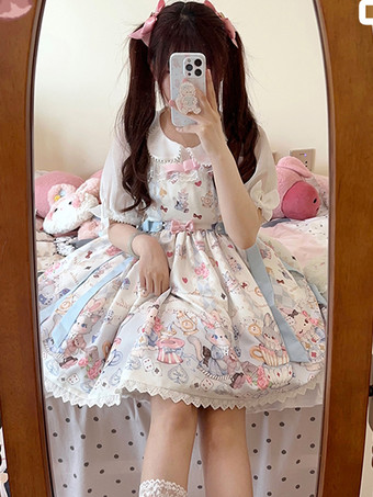 スイートロリータドレス ポリエステル ノースリーブ スイートジャンパー ロリータドレス