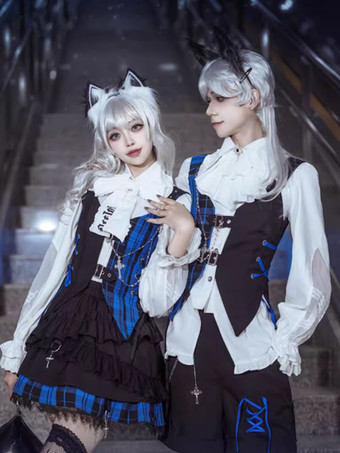 ゴシックロリータウィッグロングトゥースルドシルバーロリータアクセサリー