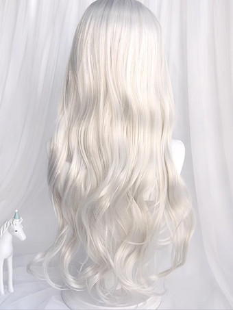 ゴシックロリータウィッグロングトゥースルドシルバーロリータアクセサリー