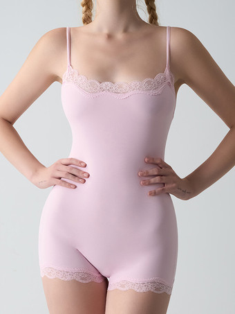 ピンクキャミソール ボディスーツ ランジェリー シェイプウェア ブラック レース