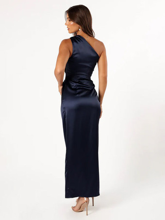 ブライズメイドドレス 伸縮性のあるシルクのようなサテンのボールガウン 足首丈のウェディングパーティードレス