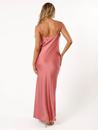 ブライズメイドドレス 伸縮性のあるシルクのようなサテンのボールガウン 足首丈のウェディングパーティードレス