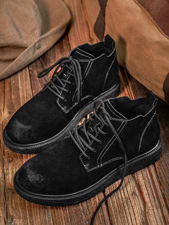 ブラック メンズ ワークブーツ クラシック コーヒーブラウン レースアップ デビーシューズ