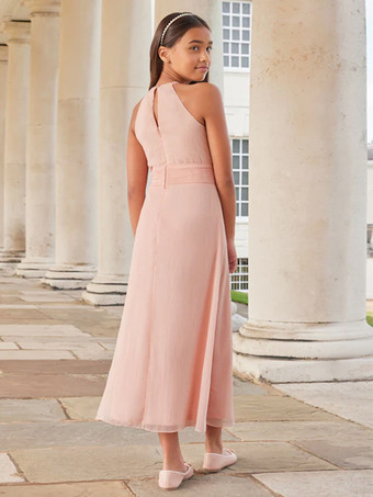 ウェディング フラワーガールドレス 特別な日のドレス ピンク ノースリーブ フリル