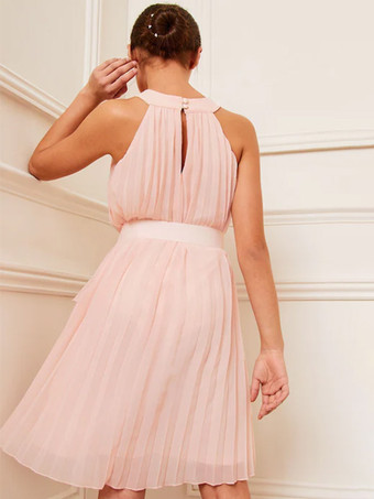 ウェディング フラワーガールドレス 特別な日のドレス パステルグリーン ノースリーブ プリーツ