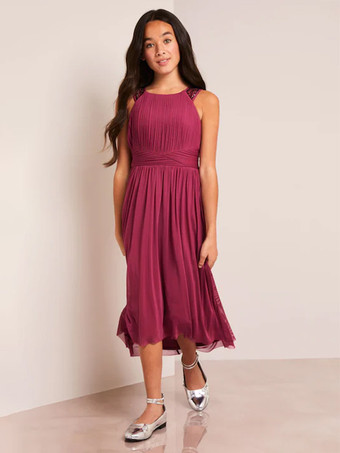 ルビーレッドウェディング フラワーガールドレス 特別な日のドレス ピンク ノースリーブ スパンコール