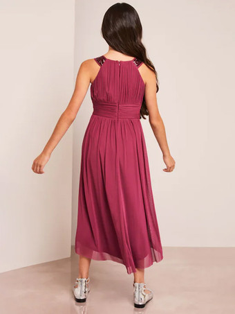 ウェディング フラワーガールドレス 特別な日のドレス ピンク ノースリーブ スパンコール