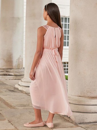 ウェディング フラワーガールドレス 特別な日のドレス ピンク ノースリーブ スパンコール