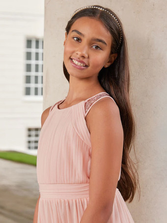 ウェディング フラワーガールドレス 特別な日のドレス ピンク ノースリーブ スパンコール