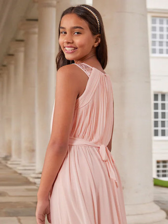 ウェディング フラワーガールドレス 特別な日のドレス ピンク ノースリーブ スパンコール