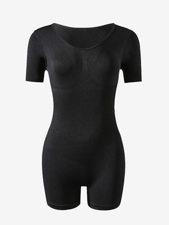 ランジェリー シェイプウェア ブラック 長袖 ジュエルネック