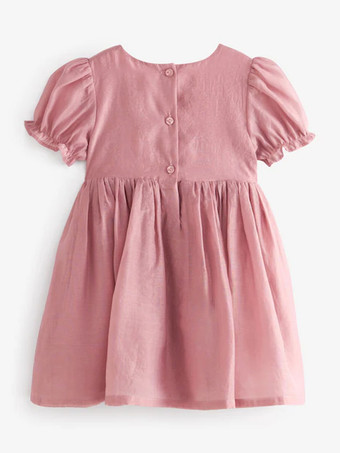 ウェディング フラワーガールドレス 特別な日のドレス ソフトピンク 半袖 花